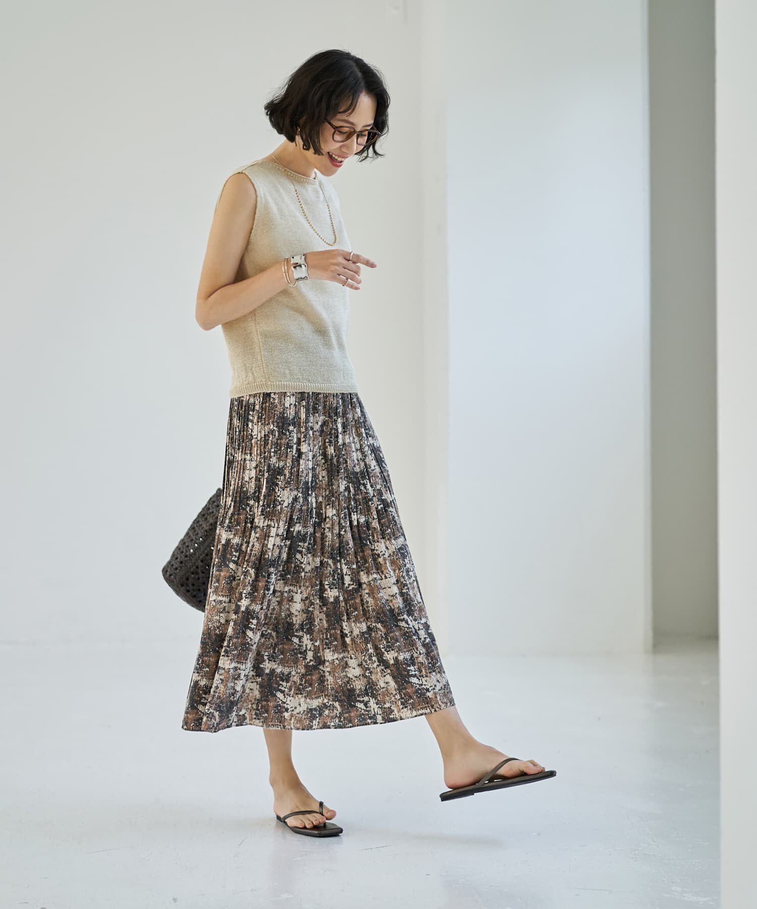 STYLE DELI「ペーパーヤーンノースリニットトップス」|ニット・セーター|