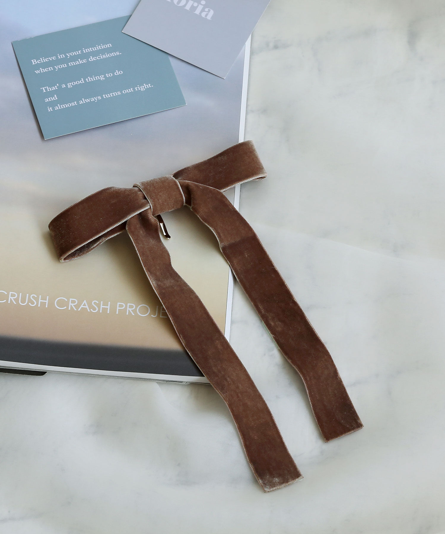 colleca la「両面ベロア ロングリボンヘアカフ/ヘアフック」|その他|ブラウン