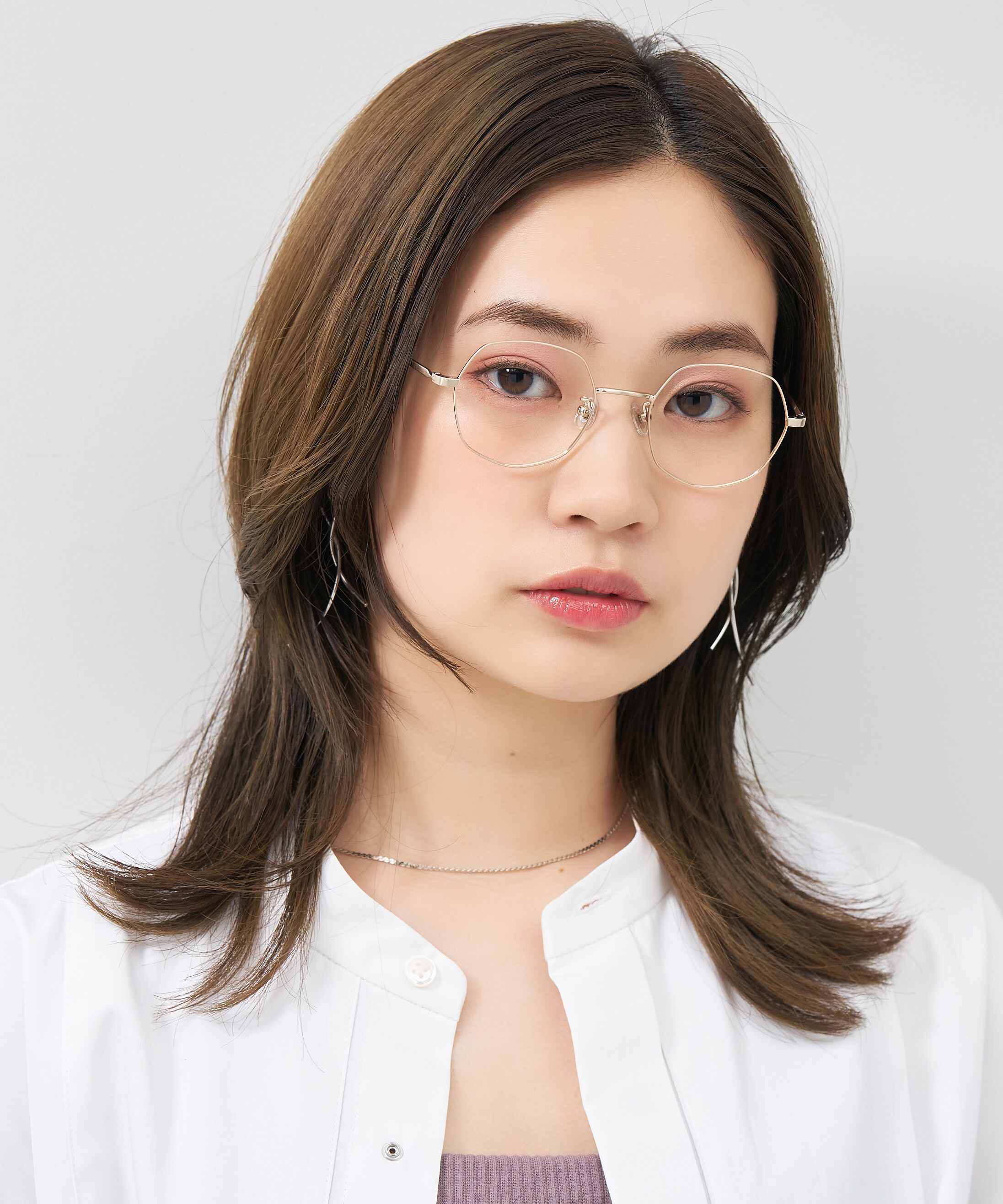  「ボストン型 ヘプタゴン 多角形 デザイン性のあるオシャレなメガネ｜メタル ユニセックス レンズ交換券付き」|メガネ|ゴールド