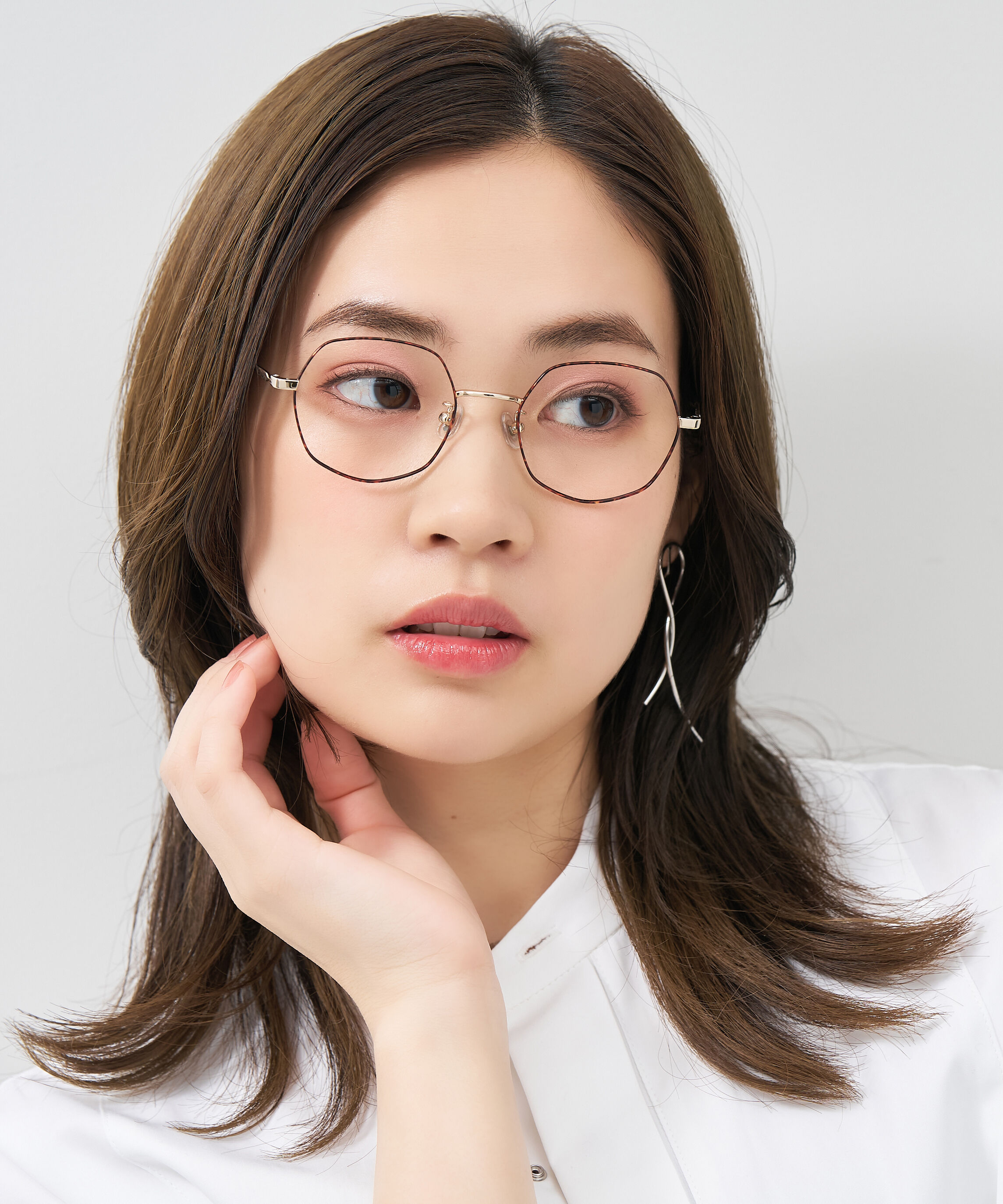  「ボストン型 ヘプタゴン 多角形 デザイン性のあるオシャレなメガネ｜メタル ユニセックス レンズ交換券付き」|メガネ|ブラウン系その他1