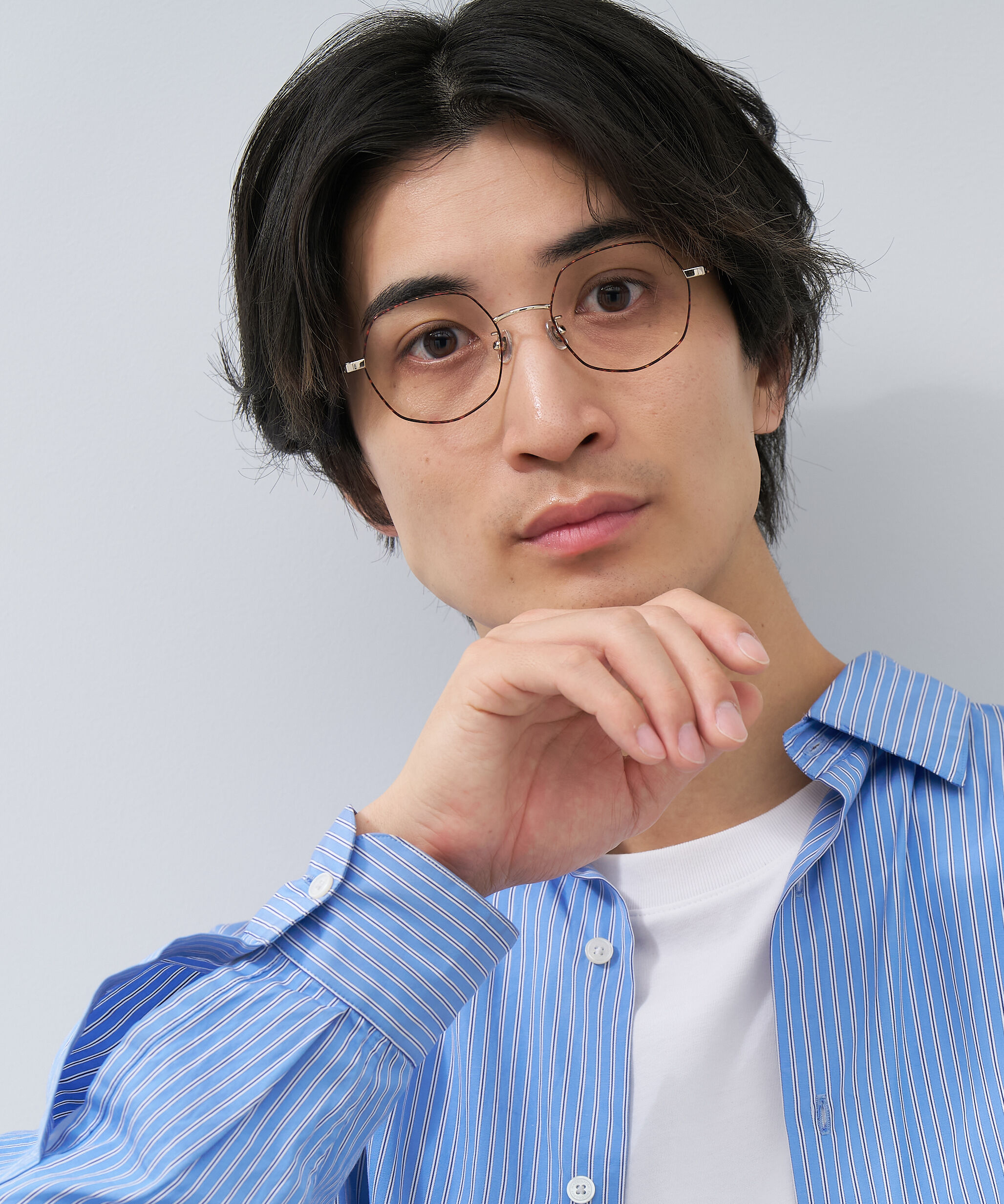  「ボストン型 ヘプタゴン 多角形 デザイン性のあるオシャレなメガネ｜メタル ユニセックス レンズ交換券付き」|メガネ|