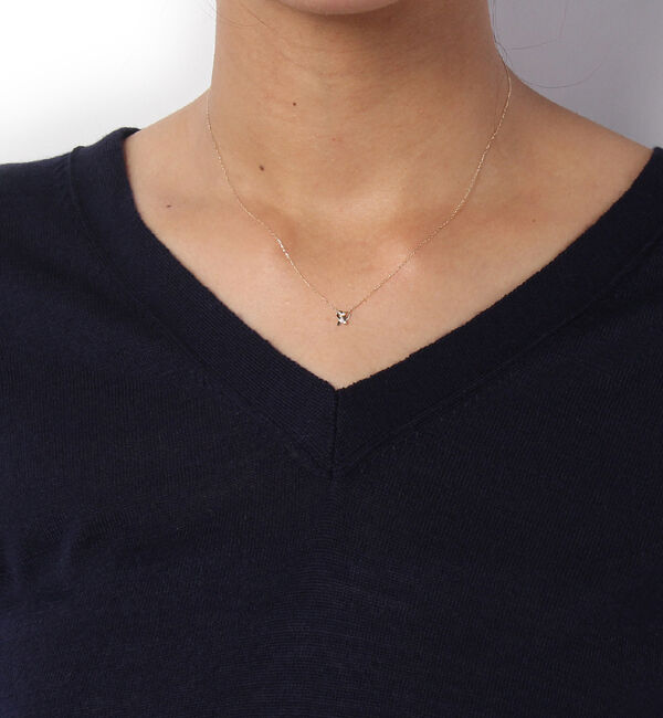 JUPITER「【K10】リボンモチーフダイヤモンドネックレス＜全長約40.5cm(調節した時の長さ37㎝)>」|ネックレス|