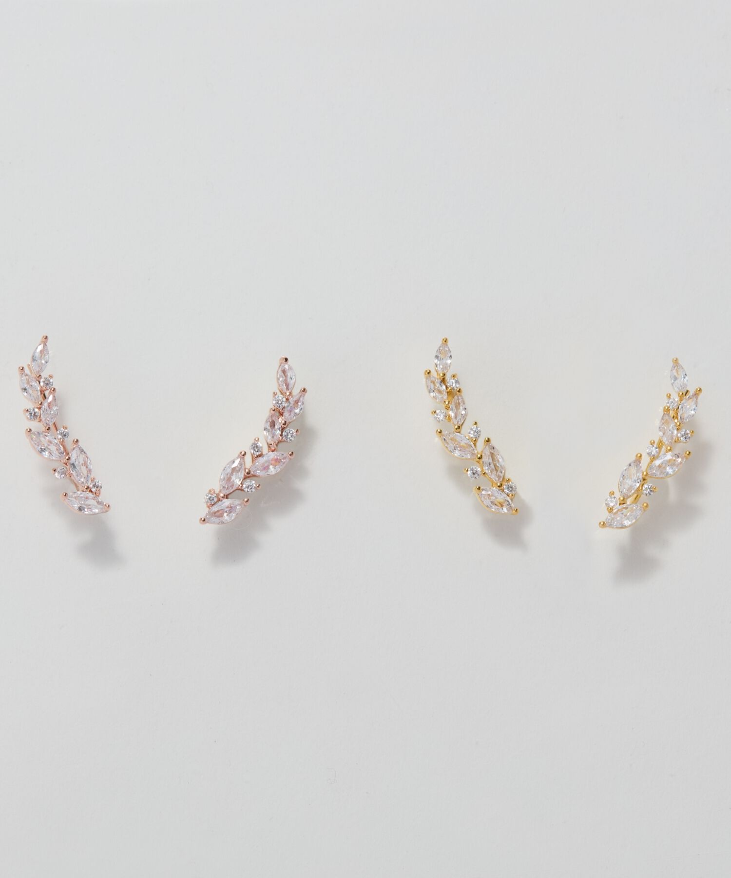 Phoebe「リーフグレースビジューピアス&イヤリング　ローズゴールド」|ピアス|