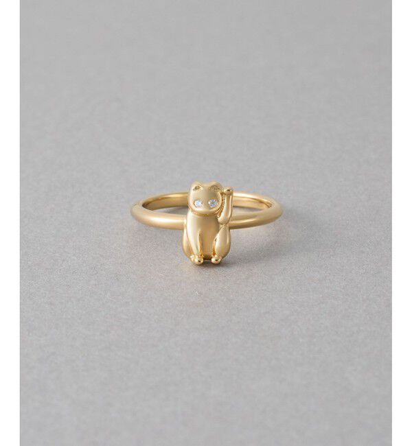 ete「[ハッピーカムカム] ビジュー ネコチャン リング」|リング|イエローゴールド