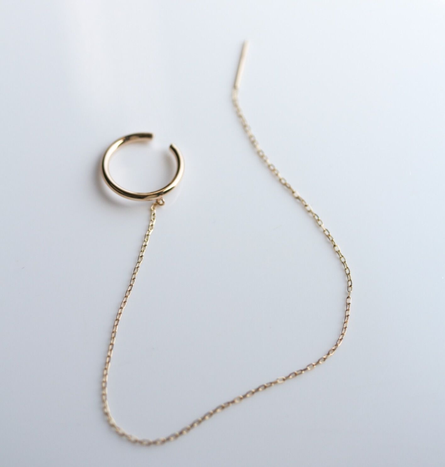  「ゴールド チェーン イヤーカフ ピアス | K10YG 【片耳用】」|イヤーカフ|