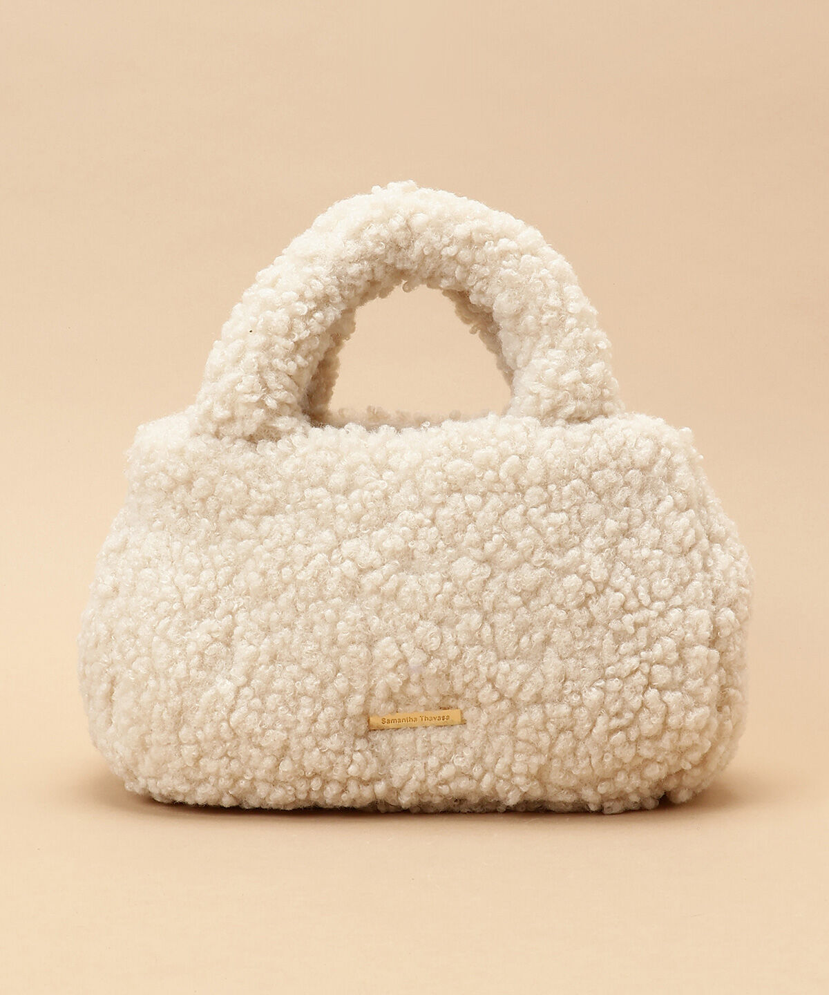 Samantha Thavasa「カールファー ミニバッグ」|ハンドバッグ|ベージュ