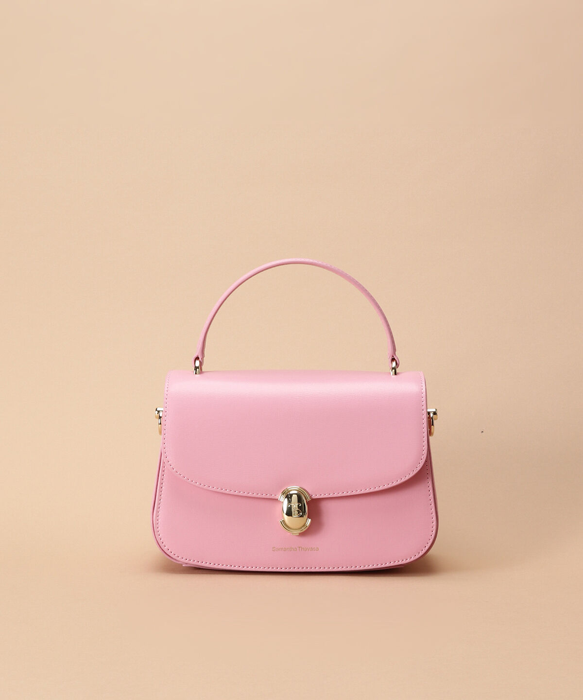 Samantha Thavasa「[日韓共同企画]シンプルスプリットレザーハンドバッグ」|ハンドバッグ|ピンク