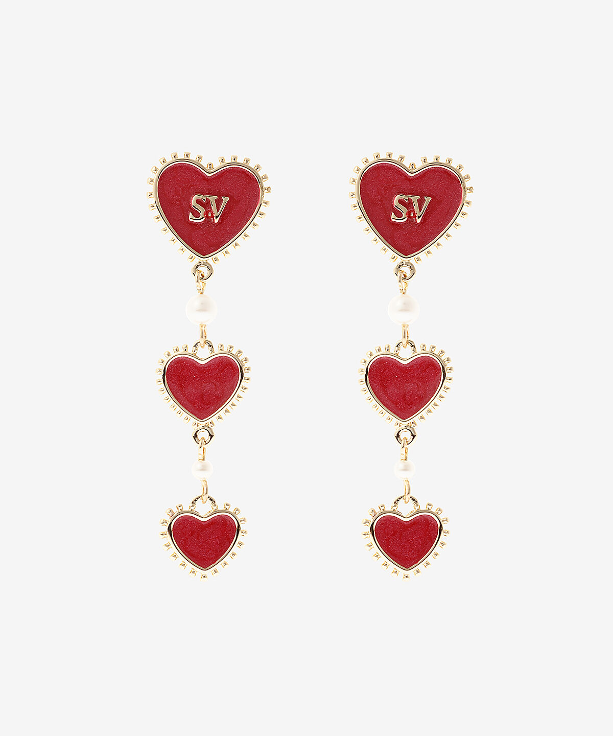 Samantha Vega「ハート３連ピアス」|ピアス|レッド