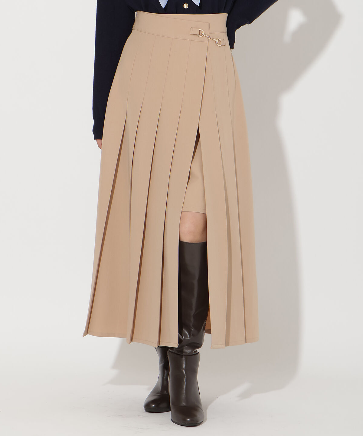 アンドクチュール「アシメプリーツスカート」|フレア|