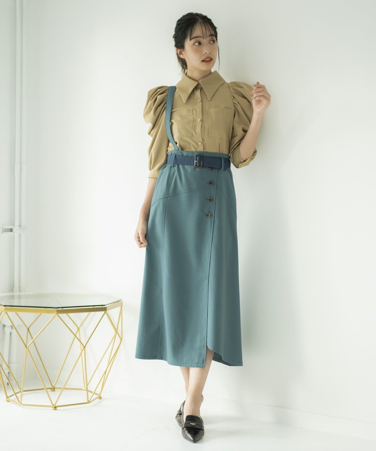 REDYAZEL「パワーショルダー襟付きブラウス」|シャツ・ブラウス|