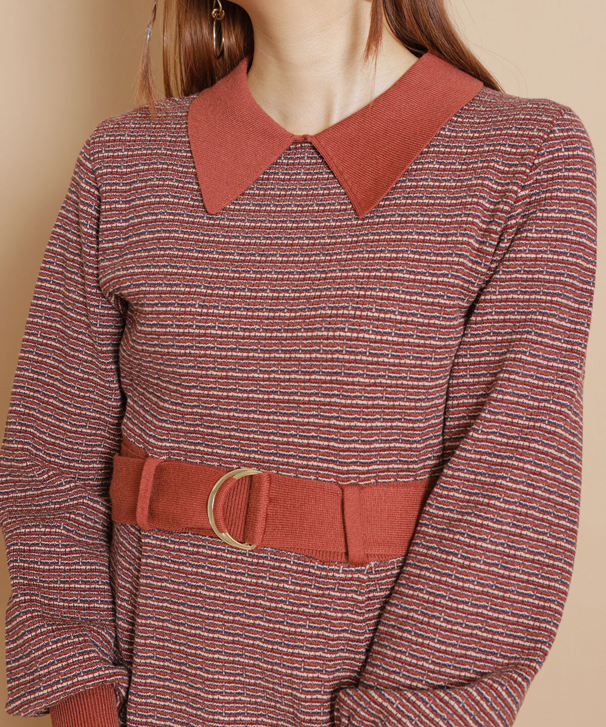 REDYAZEL「襟付きジャガードニットミニワンピース」|ワンピース|