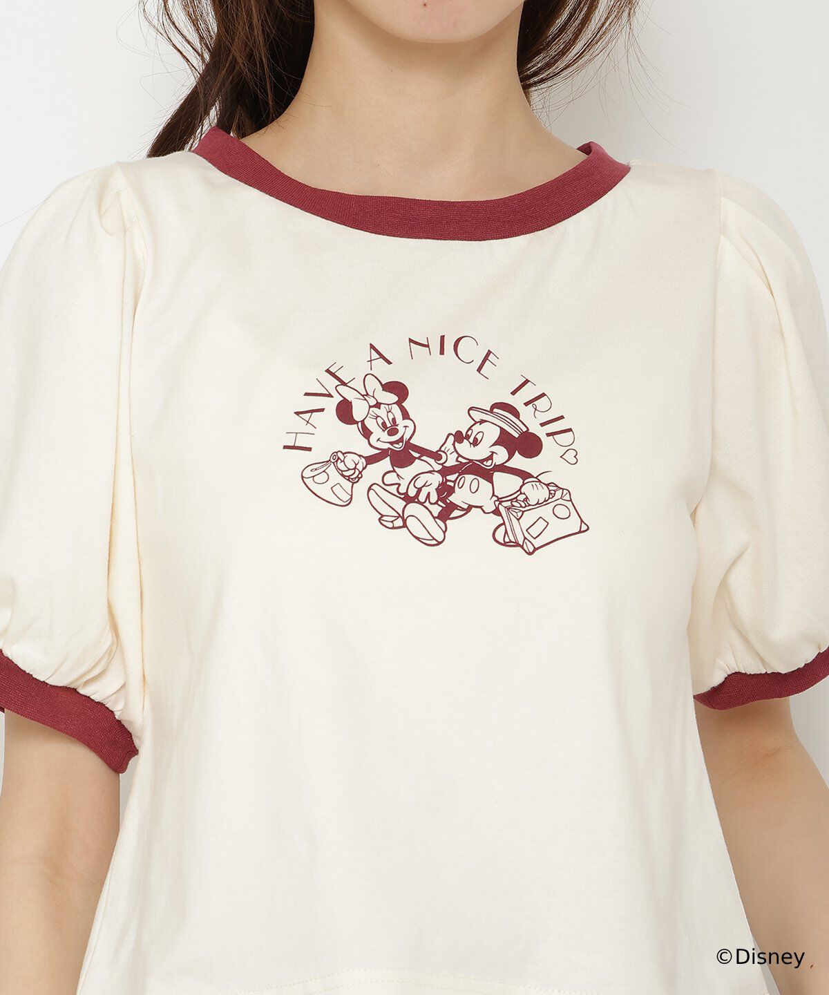  「ミッキー&ミニー / トラベルデザイン リンガーTシャツ」|Tシャツ・カットソー|