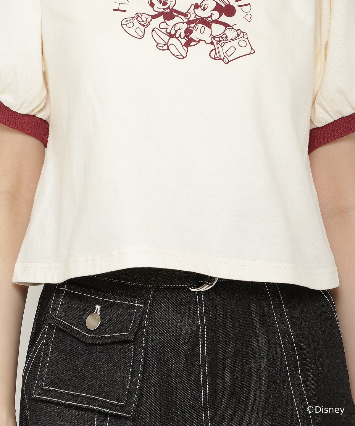  「ミッキー&ミニー / トラベルデザイン リンガーTシャツ」|Tシャツ・カットソー|