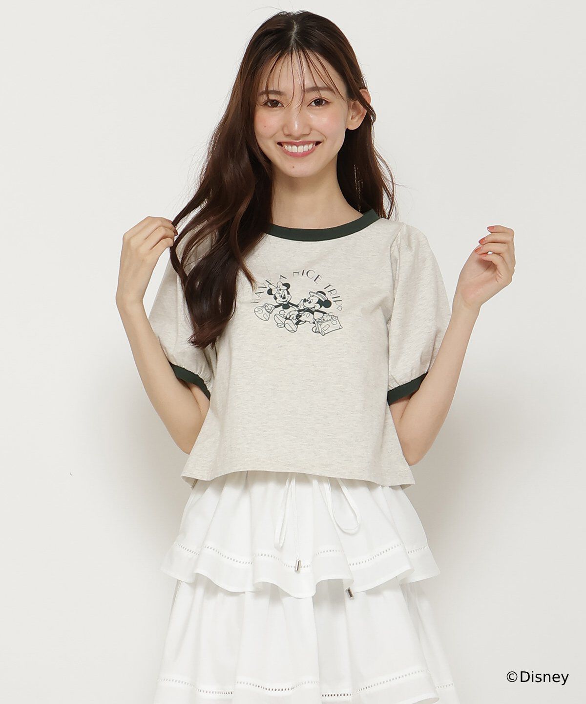  「ミッキー&ミニー / トラベルデザイン リンガーTシャツ」|Tシャツ・カットソー|