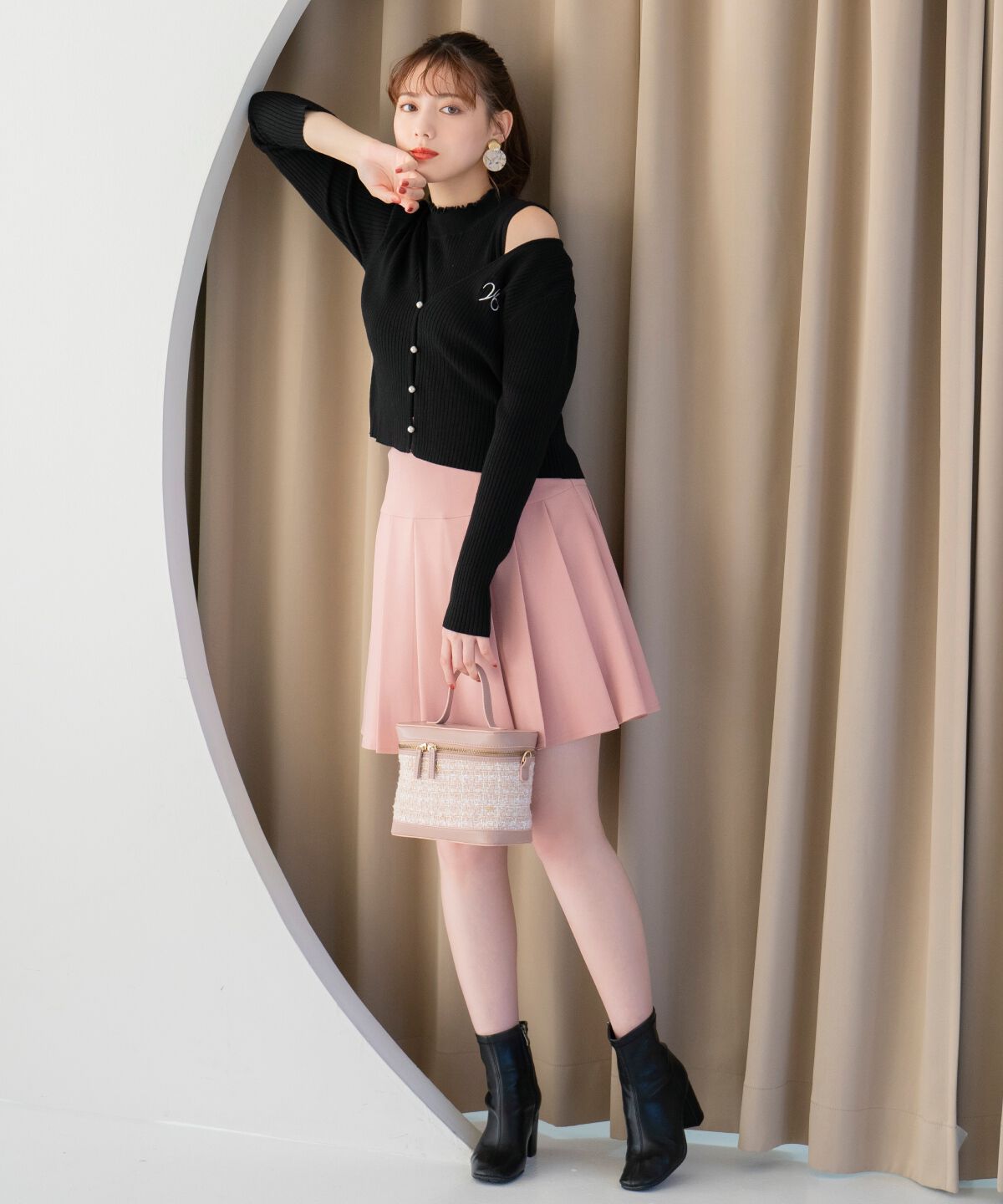 WILLSELECTION「タックプリーツミニスカート」|フレア|ピンク