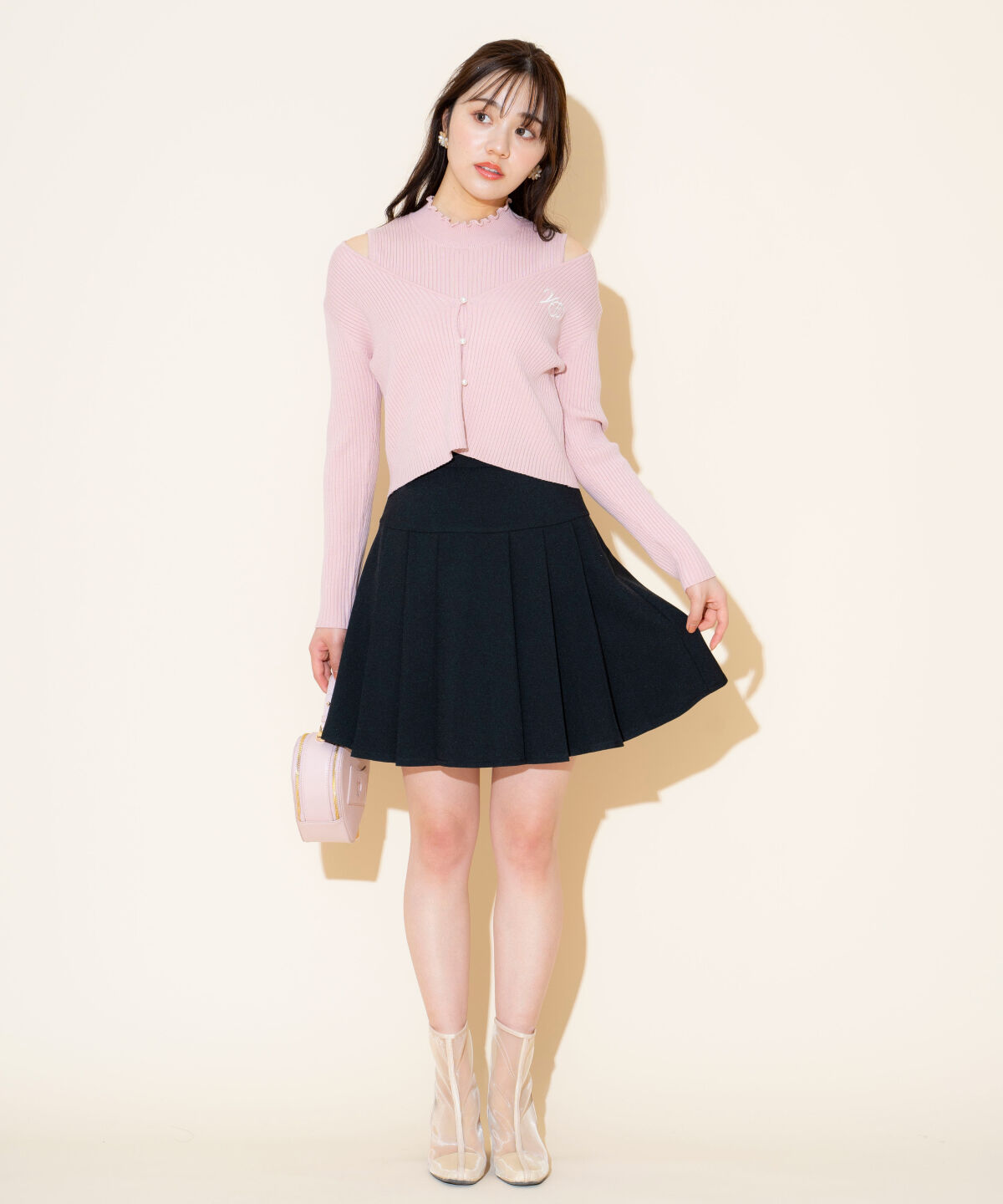 WILLSELECTION「タックプリーツミニスカート」|フレア|ブラック