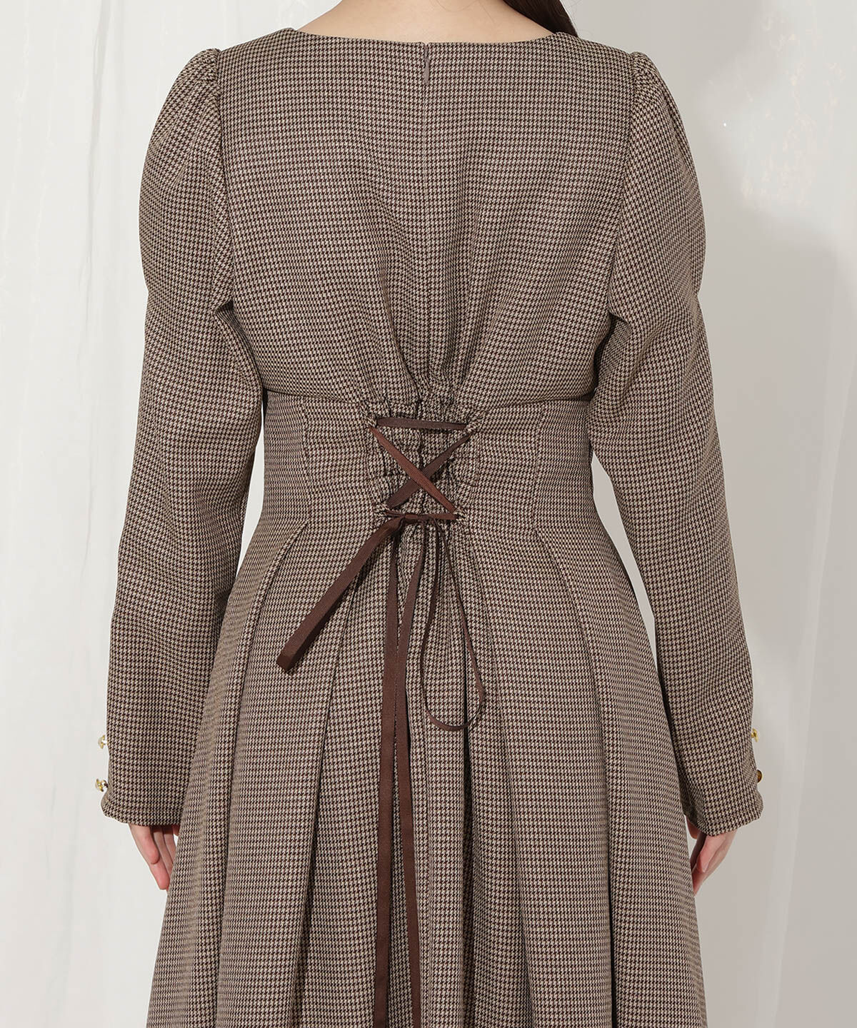 WILLSELECTION「ビット付きハートネック千鳥ワンピース」|ワンピース|