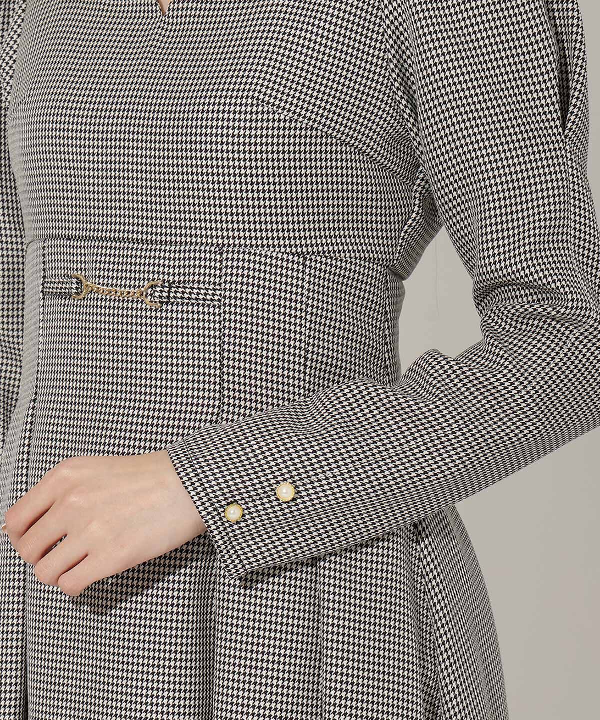 WILLSELECTION「ビット付きハートネック千鳥ワンピース」|ワンピース|