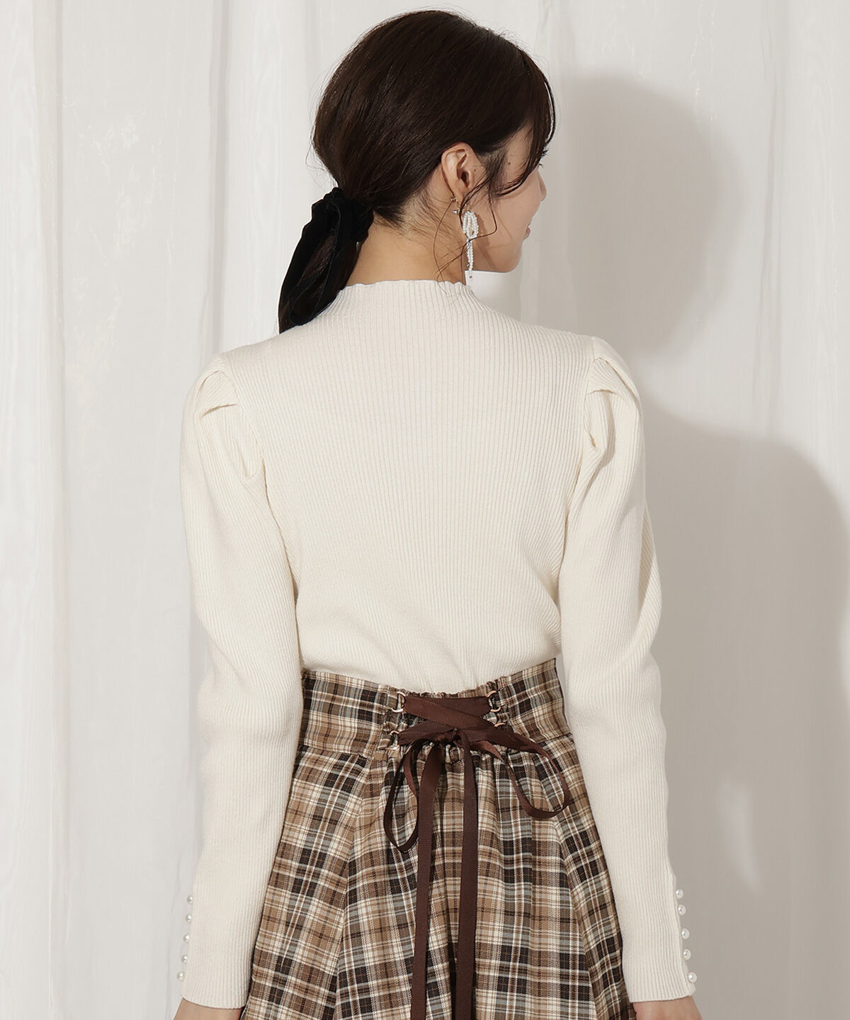 WILLSELECTION「袖口パールボトルネックリブニット」|ニット・セーター|