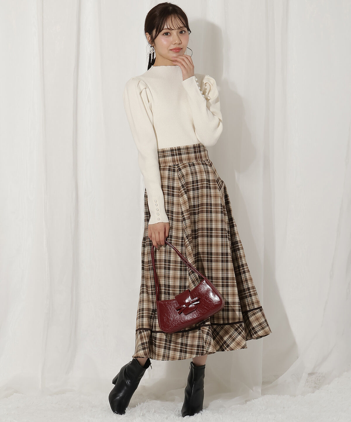 WILLSELECTION「袖口パールボトルネックリブニット」|ニット・セーター|