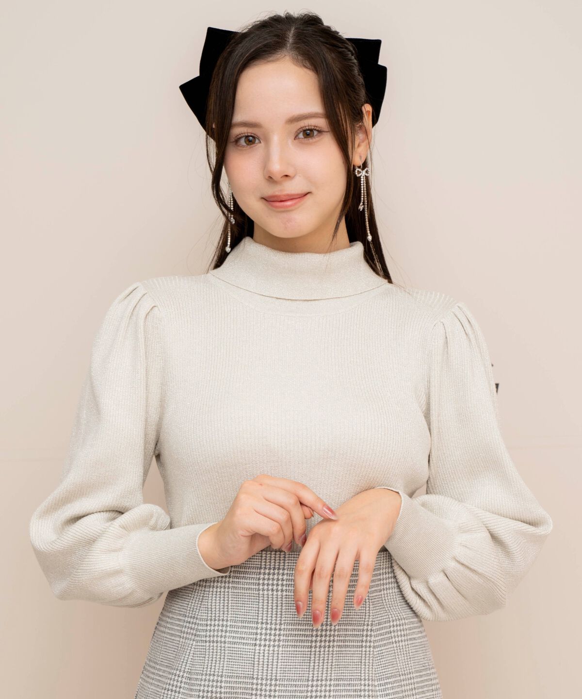 WILLSELECTION「バックリボンラメプルオーバー」|ニット・セーター|オフ