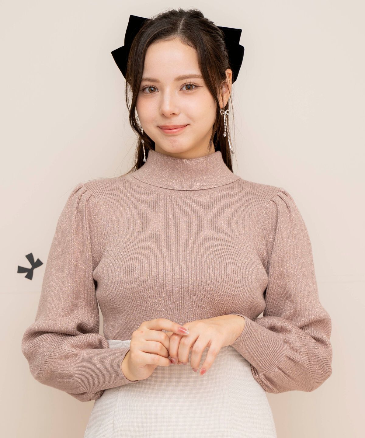 WILLSELECTION「バックリボンラメプルオーバー」|ニット・セーター|ピンク