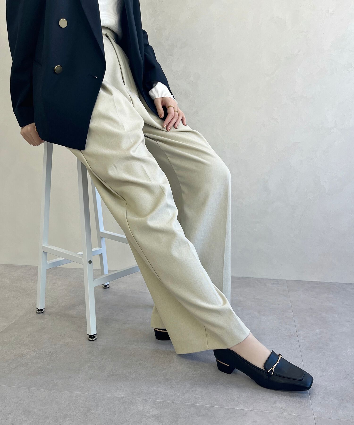 WA Oriental TRaffic「●人気シリーズ●メタリックラインビットヒールローファー/52101 ローファー」|パンプス|BLACK