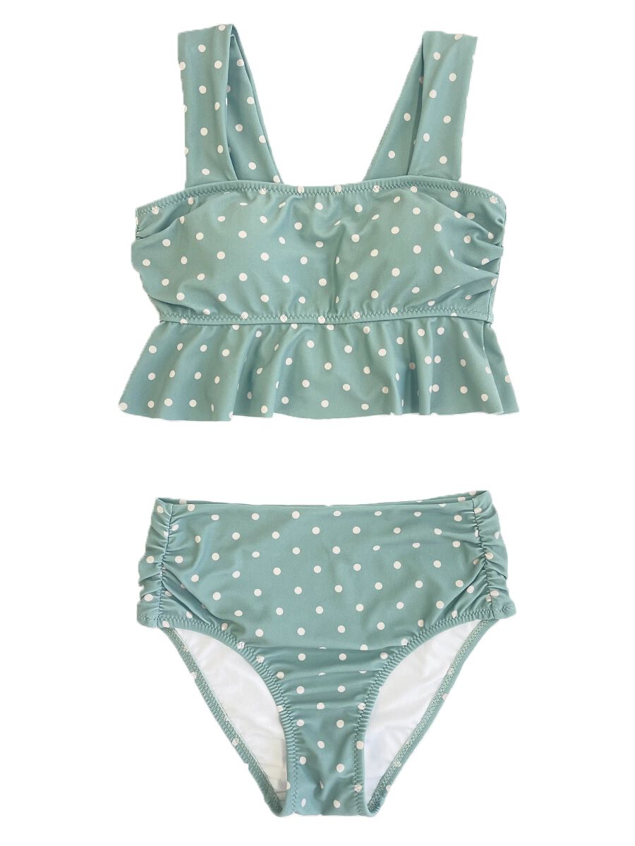 PEAK&PINE「レトロドット柄フリルビスチェビキニ」|ビキニ|