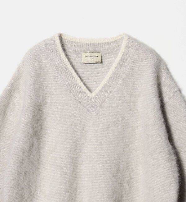 UNITED ARROWS「フォックスカシミヤ バイカラー Vネックニット」|ニット・セーター|