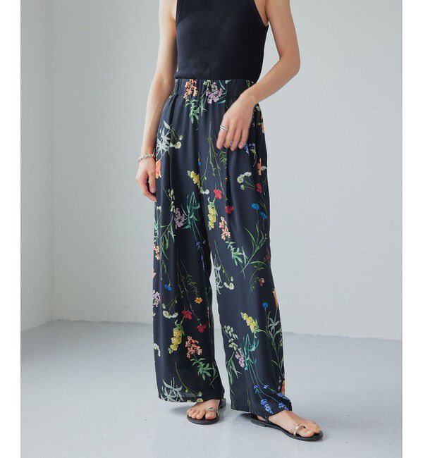 EMMEL REFINES「＜EMMEL REFINES＞EM フラワープリント イージーパンツ」|チノ|BLACK