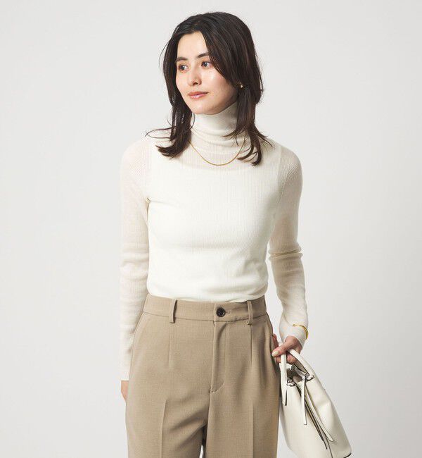 UNITED ARROWS green label relaxing「ウール シアー リブ タートルネック ニット ウォッシャブル」|ニット・セーター|OFF WHITE