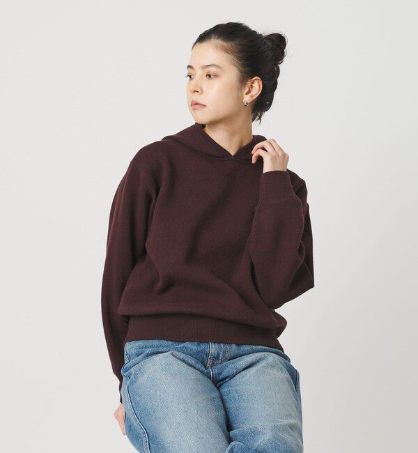 BEAUTY&YOUTH UNITED ARROWS「コットンウールブレンド ソリッド＆ボーダーニットフーディ ウォッシャブル」|ニット・セーター|