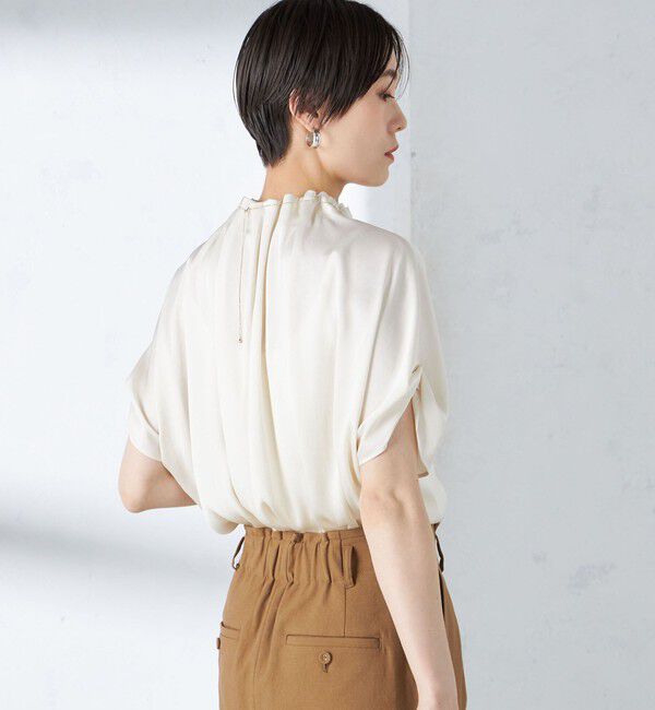 SHIPS for women「〈手洗い可能〉ネック ギャザー ソリッド ブラウス 」|シャツ・ブラウス|