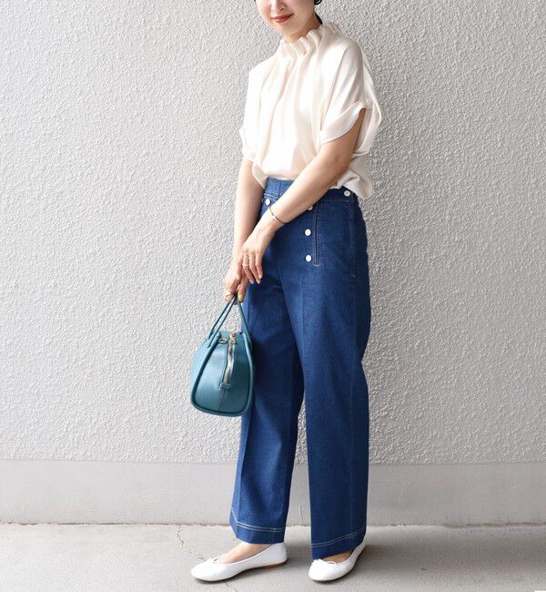 SHIPS for women「〈手洗い可能〉ネック ギャザー ソリッド ブラウス 」|シャツ・ブラウス|