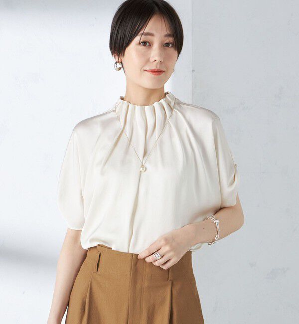SHIPS for women「〈手洗い可能〉ネック ギャザー ソリッド ブラウス 」|シャツ・ブラウス|