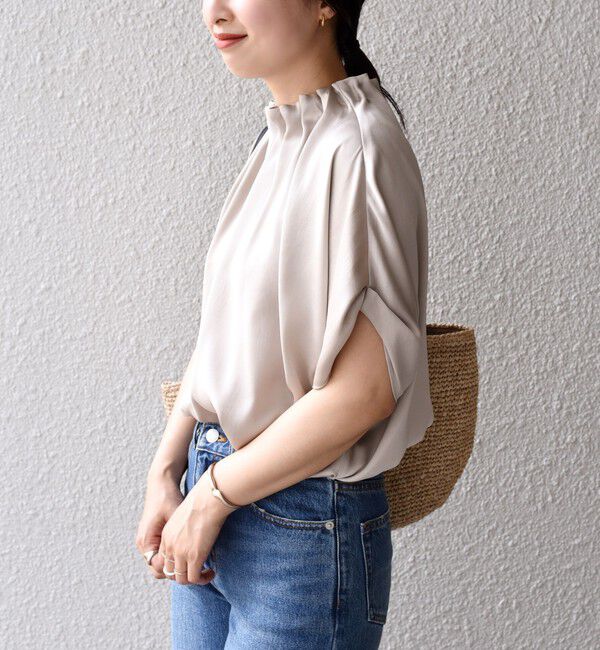 SHIPS for women「〈手洗い可能〉ネック ギャザー ソリッド ブラウス 」|シャツ・ブラウス|