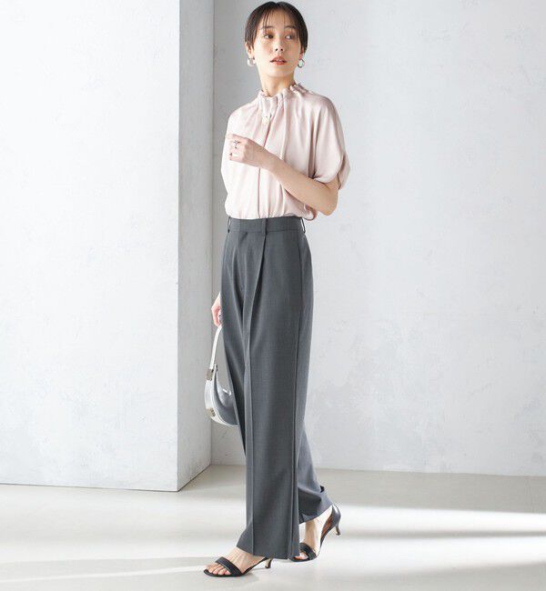 SHIPS for women「〈手洗い可能〉ネック ギャザー ソリッド ブラウス 」|シャツ・ブラウス|