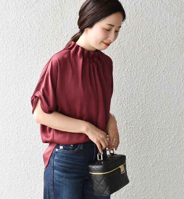 SHIPS for women「〈手洗い可能〉ネック ギャザー ソリッド ブラウス 」|シャツ・ブラウス|