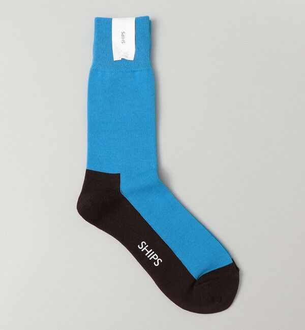 SHIPS「SHIPS: ボトムカラー パネル ソックス」|ソックス|スカイブルー