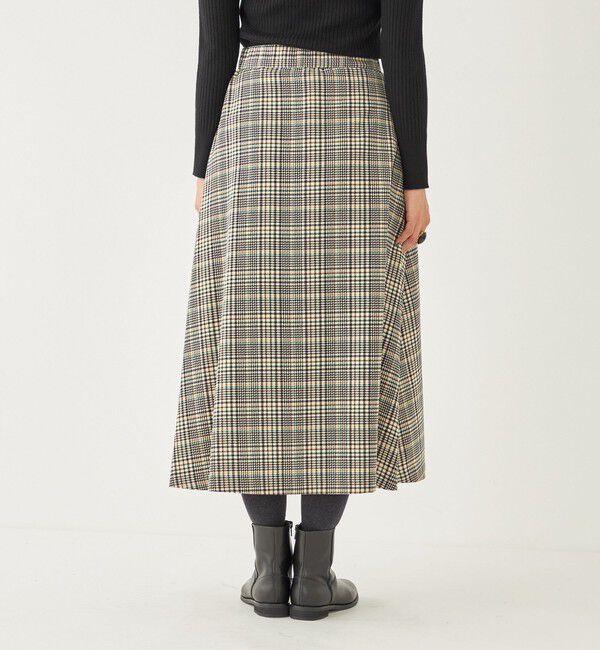 SHIPS Colors 「SHIPS Colors:〈洗濯機可能〉チェック プリント アシンメトリー フレア スカート」|フレア|