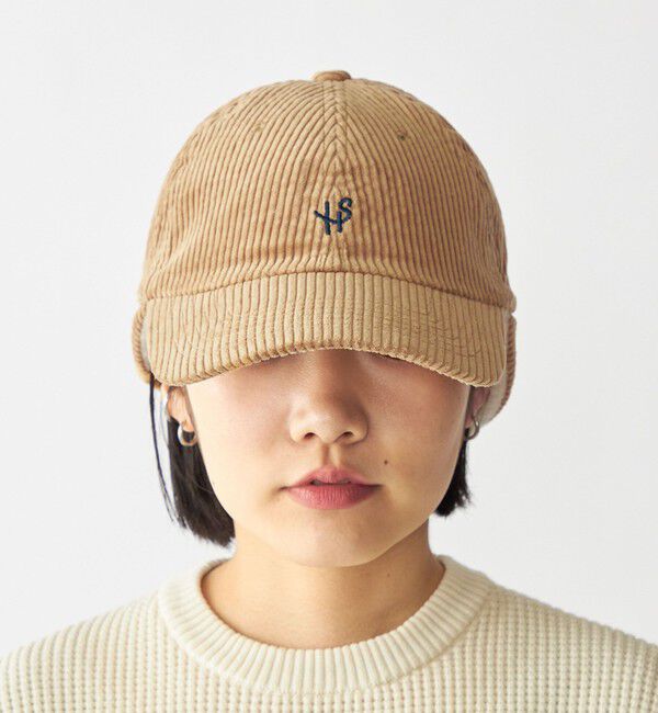 SHIPS「【WEB限定】SHIPS: ワンポイント ロゴ 刺繍 コーデュロイ ボア オーバーフィット キャップ」|キャップ・キャスケット|