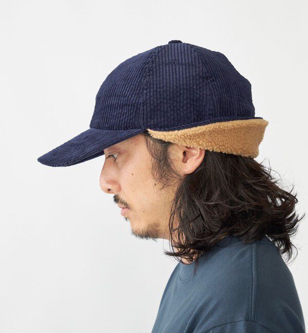 SHIPS「【WEB限定】SHIPS: ワンポイント ロゴ 刺繍 コーデュロイ ボア オーバーフィット キャップ」|キャップ・キャスケット|