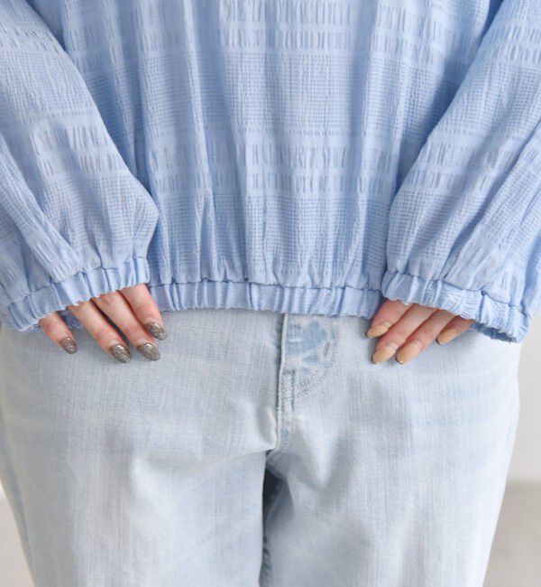 quaranciel「quaranciel:〈洗濯機可能〉シャーリング ボーダー スキッパー ブラウス」|シャツ・ブラウス|