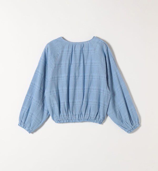 quaranciel「quaranciel:〈洗濯機可能〉シャーリング ボーダー スキッパー ブラウス」|シャツ・ブラウス|