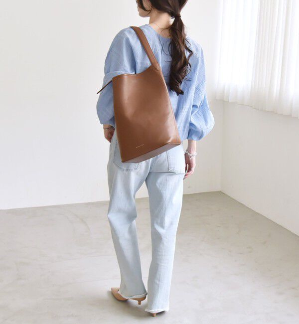 quaranciel「quaranciel:〈洗濯機可能〉シャーリング ボーダー スキッパー ブラウス」|シャツ・ブラウス|