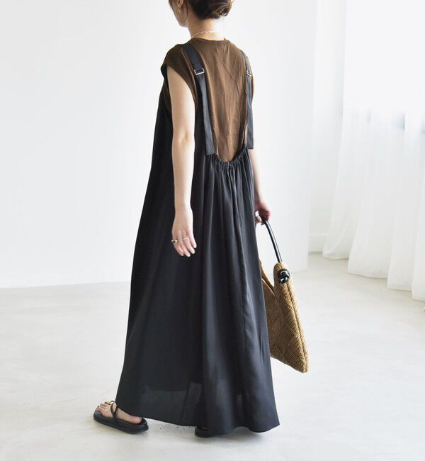 quaranciel「quaranciel:〈手洗い可能〉バックオープン ギャザー フレア ジャンパー スカート」|ワンピース|