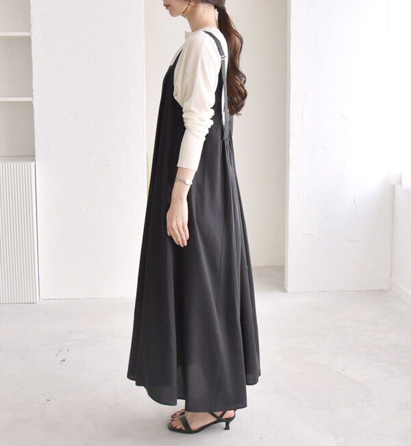 quaranciel「quaranciel:〈手洗い可能〉バックオープン ギャザー フレア ジャンパー スカート」|ワンピース|