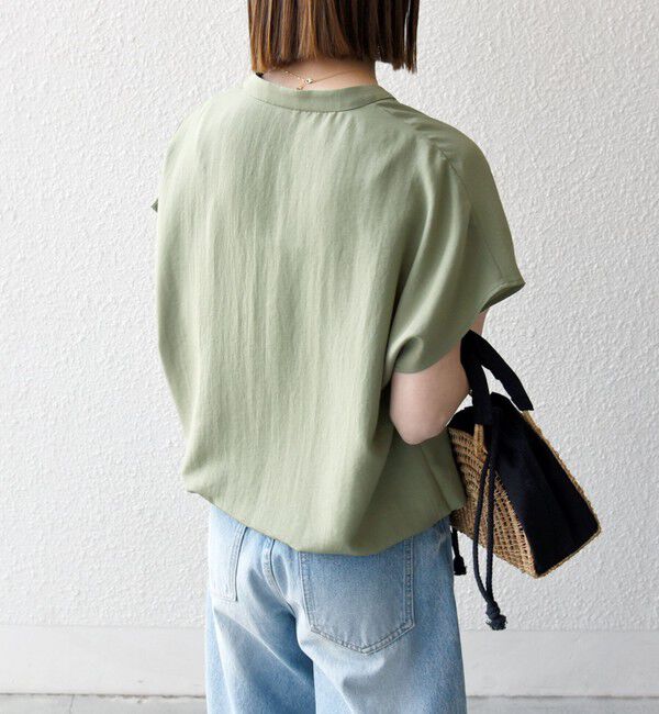 SHIPS any「SHIPS any:〈洗濯機可能〉グロッシー ドロスト バンドカラー フレンチ シャツ」|シャツ・ブラウス|