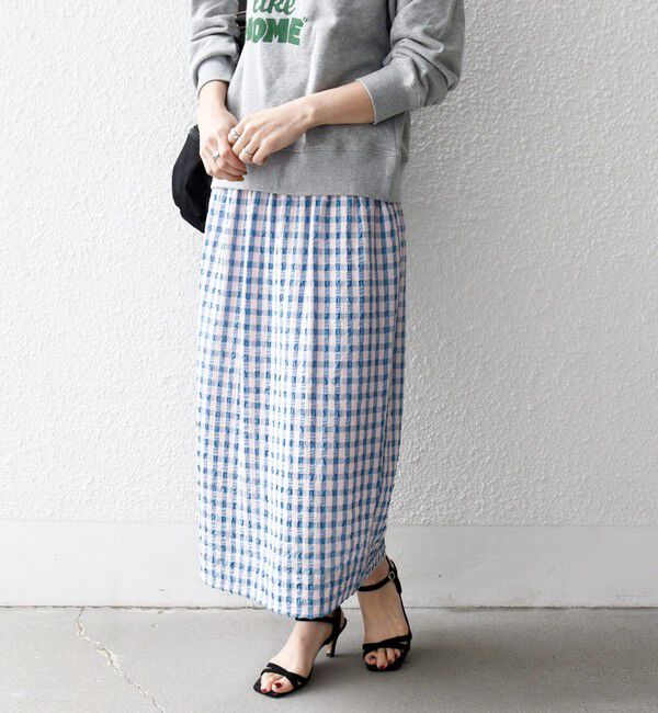 SHIPS any「《予約》SHIPS any:〈洗濯機可能〉ギンガムチェック サッカー タイト スカート」|スカート|