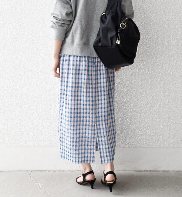 SHIPS any「《予約》SHIPS any:〈洗濯機可能〉ギンガムチェック サッカー タイト スカート」|スカート|